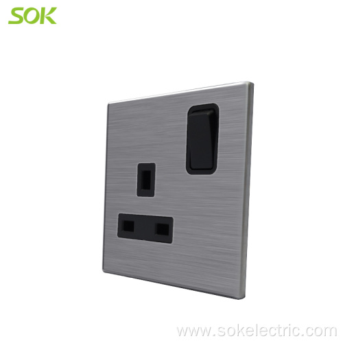 13A Switched BS Socket Outlet 1Gang Stainless Steel